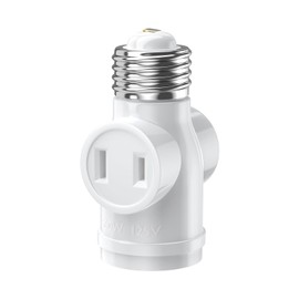 Aiwode E26 Base 1 Light Dual Socket E26 Socket + 2 Outlet E26 Conversion Adapter Conversion Socket Easy Installation, White 1 Pack
