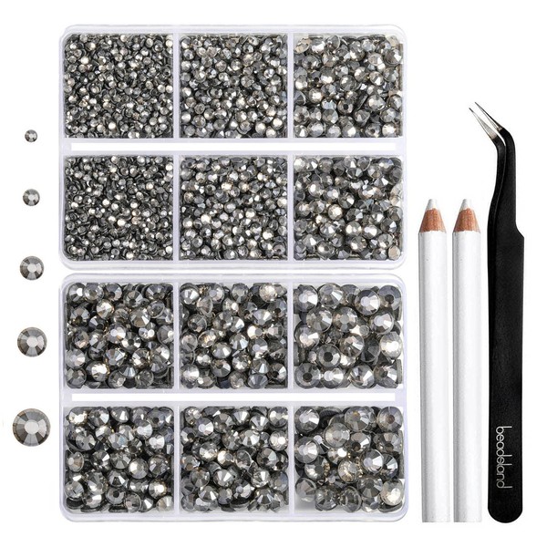 6736pcs Hotfix Rhinestones Flatback,Gray Rhinestones for Crafts Clothes Mixed 5