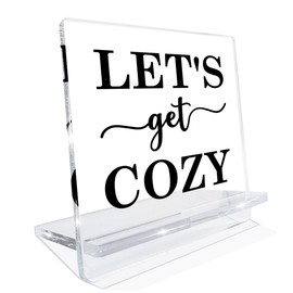 Inspirational Acrylic Signs, Let's Get Cozy, Family Table Decor, Desk Decorative Sign, Acrylic Sign, Housewarming Gift, Clear Desk Decorative Sign Acrylic Sign, Acrylic Decoration With Support