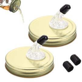 QurHapzy Moonshine Lid,Mason Jar Pour Spout Lid fit 2.75 Inch Regular Mouth American Glass Jar, Acrylic Liquor Pouring Lid, Dust Proof Cover,Free Flow(Golden)