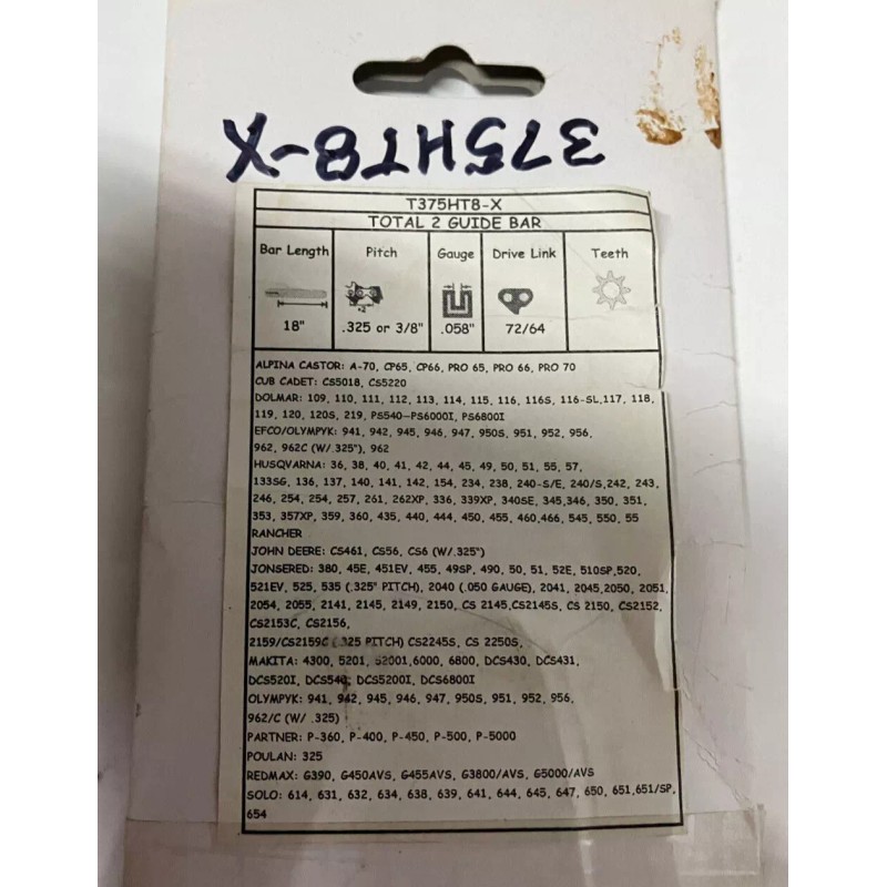 Total2 Pro Hardnose Chainsaw Bar 18" .325" or 3/8" .058