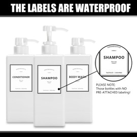 YACEYACE Shower Dispenser Set, 3 White Refillable Bottles, 22oz Large, Shampoo, Conditioner, Body Wash