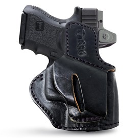 Black OWB Ambidextrous Belt Leather Gun Holster. Universal OWB. Fits for Sub Compact Pistols Shield 9mm Leather Holster, Taurus G2C/G3C. Urban Carry