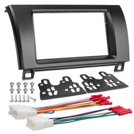 NuIth Matt Double DIN Radio Dash Kits for Toyota 2007-2013 Tundra/2008-2022 Sequoia, Double Din Mount Housing Bracket Installation Trim Bezel Kit Installation Aftermarket Stereo (Dash Kit+Radio Wire)