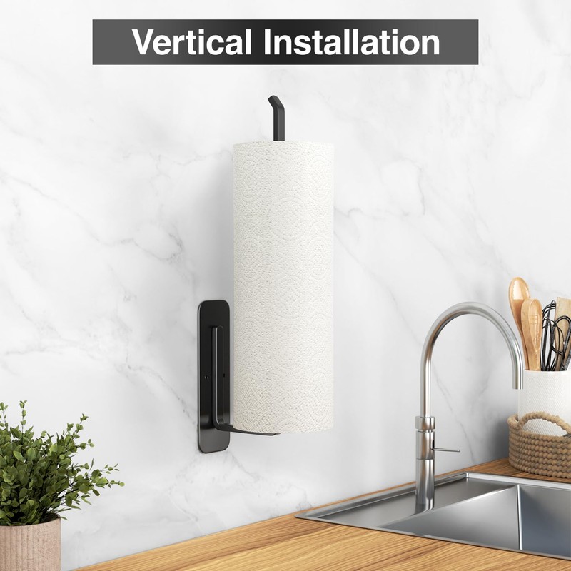 Zewa Kitchen Roll Holder No Drilling – Black Roll Holder,