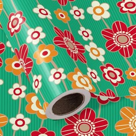 WRAPAHOLIC Boho Floral Wrapping Paper - Mini Roll - 17 Inch x 16.5 Feet - Vintage Floral Wrapping Paper for Girls Women Birthday, Wedding, Bridal Shower