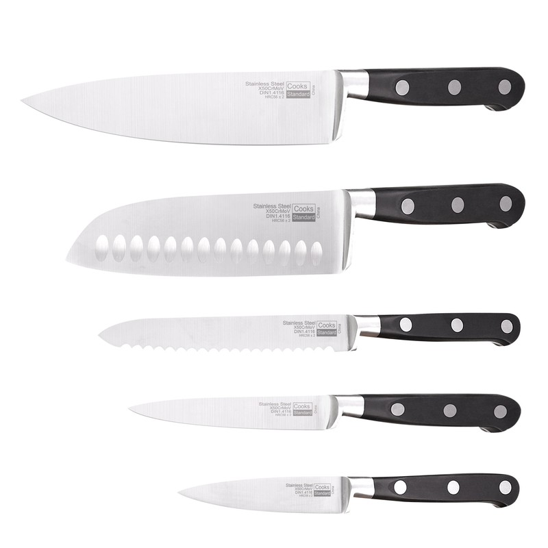 Cooks Standard 6-Piece Stainless Steel Knife Set with Expandable Bamboo