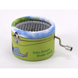 Voggenreiter 1284 "Frère Jacques" (brother Jakob) music box with quality musical mechanism and hand crank, robust and child-friendly housing