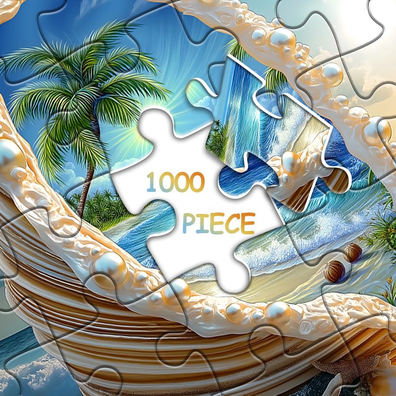 Beach Puzzles for Adults 1000 Piece, PICKFORU Summer Marine Jewel