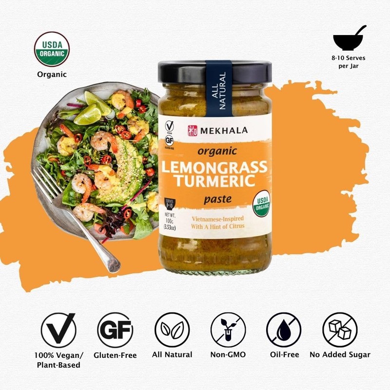 Mekhala Organic Lemongrass Turmeric Asian Cooking Paste. VEGAN. GLUTEN-FREE. NO