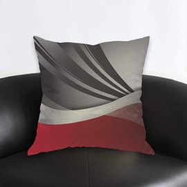 AOYEGO Abstract Red Black Stripes Throw Pillow Cover Wave Swirl Creative Collage Patchwork Simple Modern Linear Grey Pillow Case 18x18 Inch Decorative Men Women Room Cushion Cover for Home