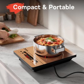 Traenvir Single Burner Electric Cooktop, One Burner Ceramic Stove 1800W, Portable Electric Cooktop with Touch Control, Child Safety Lock, 4 Hour Timer, Overheat Protection, 110V-120V Plug in, Orange