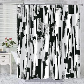 GKLEASG Black and White Shower Curtain, Abstract Modern Ombre Art Painting Graffiti Machine Washable Waterproof Fabric for Bathroom Decor Bathtub with Hooks 60Wx72H