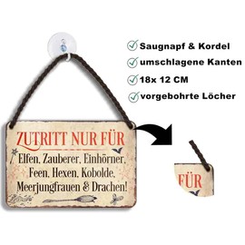 schilderkreis24 Tin Sign Sayings for Women - Gift for Best Friend, Birthday & Housewarming (Access Only for Elves, Wizards, Unicorns)
