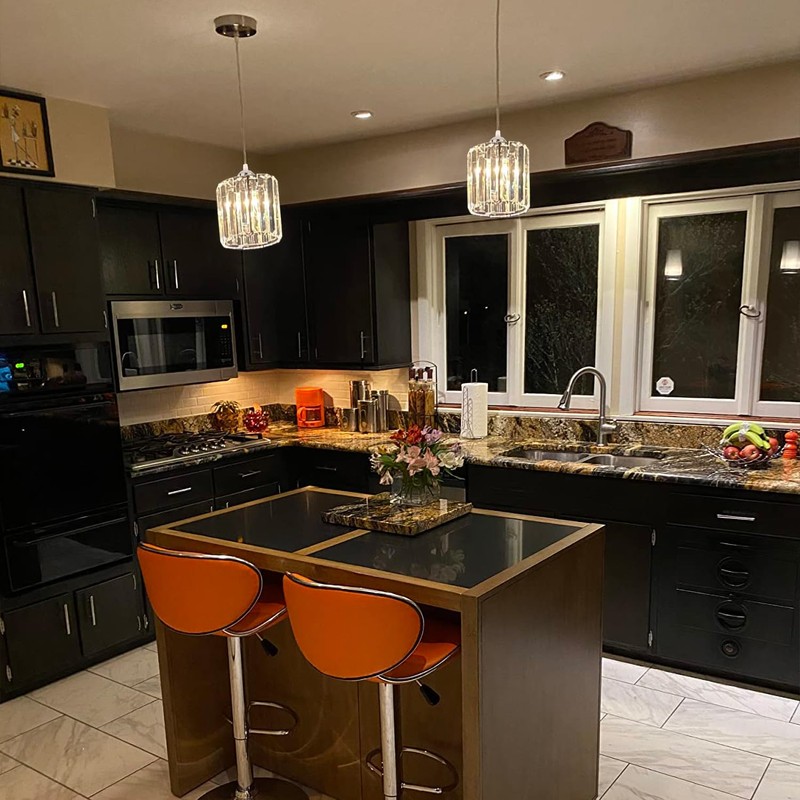 TISLYCO Crystal Pendant Lights - Kitchen Island Lighting, Mini Crystal