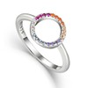 925 Sterling Silver Rainbow Sapphire Cz Circle of Life Ring