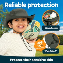 GearTOP UPF 50+ Wide Brim Sun Hat to Protect Against UV Sun Rays for Hiking Camping Fishing Safari (6 5/8-7, Kids Army Green)