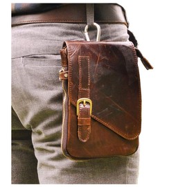 Le'aokuu Mens Genuine Leather Coffee Fanny Small Messenger Shoulder Satchel Waist Bag Pack (Coffee)