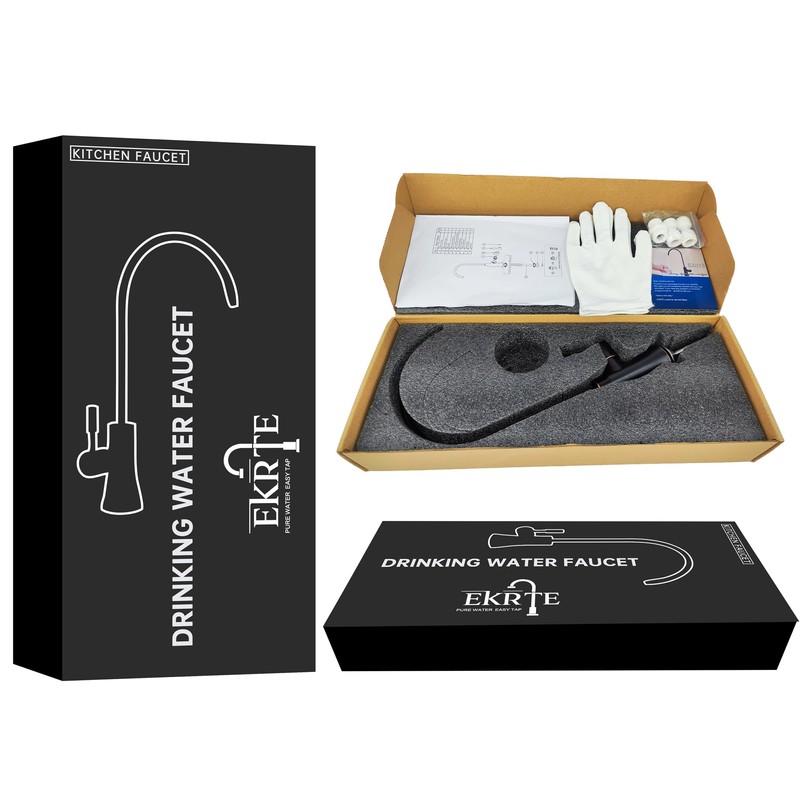 EKRTE Matte Black Drinking Water Faucet for Kitchen Sink, Brass