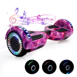 Self Balancing Scooters with Bluetooth & Corlorful LED Lights, Gifts for Kids & Adults & Girls & Boys, for All Ages (Galaxy Purple)1
