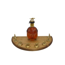 Bourbon Cork Display Half Moon Shape With Light and Glass Holders Compatible With Blanton's Horse Cork Stoppers- 3 Different Stain Options (Golden Oak No Glass Cutouts)