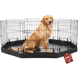 PJYuCien Dog Playpen Bottom Pad, Fits 24 Inch 8 Panels Regular Octagon Metal Exercise Pet Pen, Elastic Buckles Connections, Black (Note: Fence Not Included)