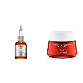 Serum Anti-Oxidante Vitamina C Vichy Liftactiv Supreme 20 ml + LiftActiv Peptide-C Hidratante antienvejecimiento, crema facial con Vitamina C y Péptidos para reducir las arrugas