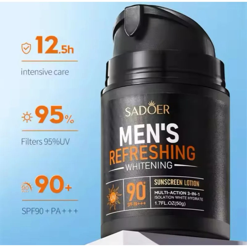 Protector Solar Para Hombre, Aclarante, No Graso, Spf 90