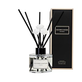 CULTURE & NATURE Reed Diffuser Set 4oz (120ml) Jasmine Scented Diffuser with Sticks Home Fragrance Reed Diffuser for Bathroom Shelf Decor