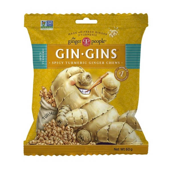 THE GINGER PEOPLE Gin Gins Ginger Candy Chewy - Spicy Turmeric - 60g, 1 Pack