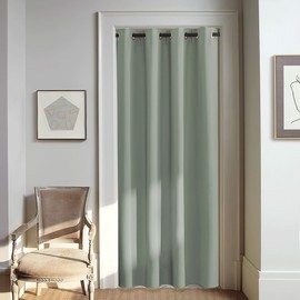 NICETOWN Blackout Sage Green Curtain for Windows 80 inch Long - Thermal Insulated Solid Grommet Room Darkening Drape Sound Reducing for Bedroom/Living Room (1 Panel, W46 x L80)
