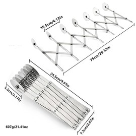 7 Wheel Pastry Cutter, Expandable Telescopic Pizza Slicer Multi-Round Baking Dough Divider Roller for Pizza, Bread and Cakes