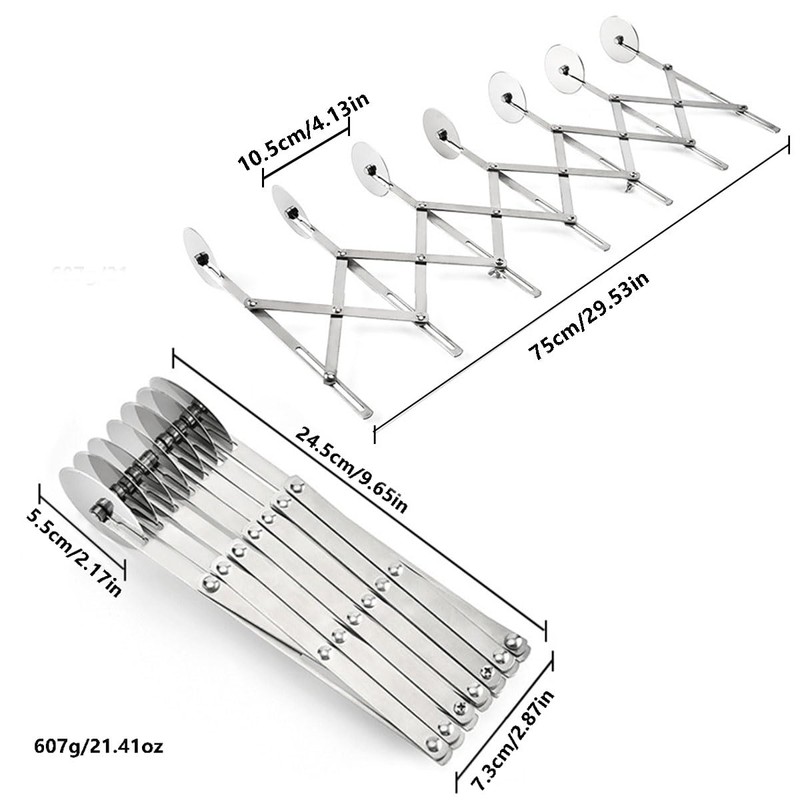 7 Wheel Pastry Cutter, Expandable Telescopic Pizza Slicer Multi-Round Baking