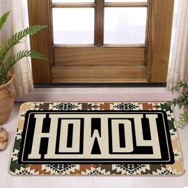 Koesus Boho Western Door Mat, Vintage Southwestern Aztec Howdy Welcome Doormat for Front Door Indoor Outdoor Entrance Outside, Boho Western Bath Mat for Bathroom, 17x30 Inches