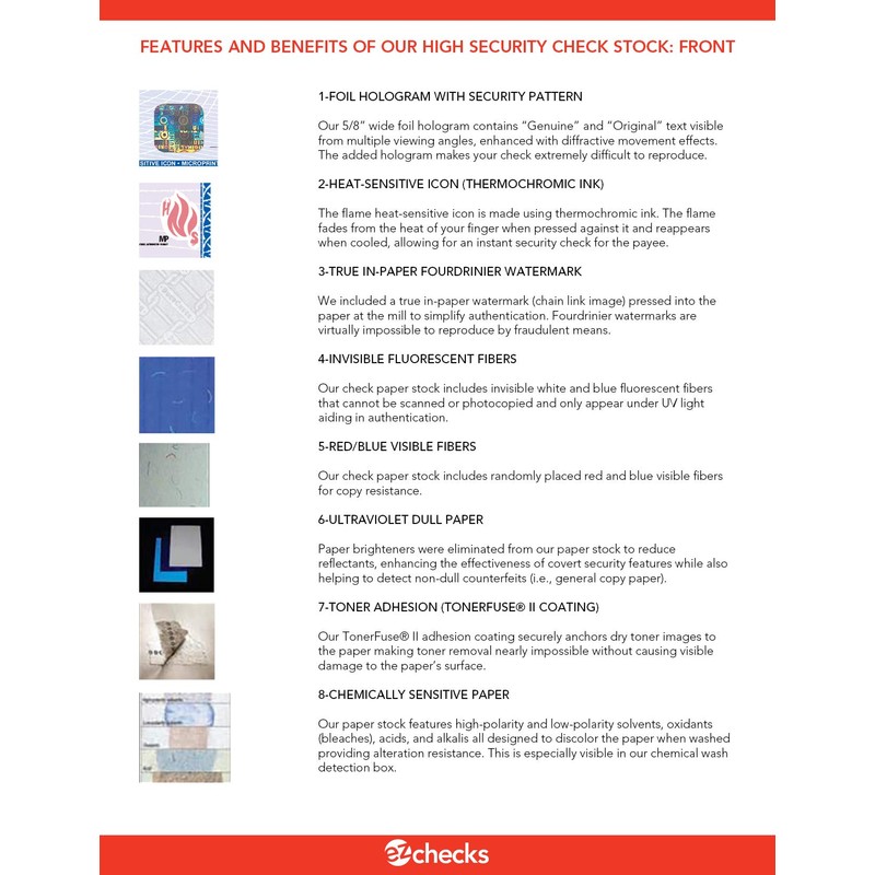 EZ Checks Premium Blank Hologram High Security Laser Check Stock