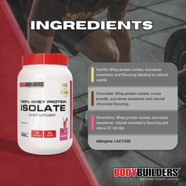 BODY BUILDERS Bodybuilders 100% Whey Protein Isolate Strawberry (1.98 lbs)