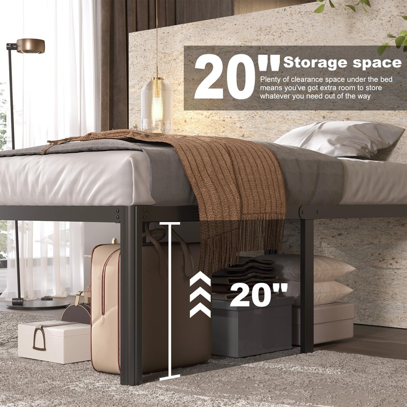 Lutown-Teen 22 Inch High Full Size Bed Frame with Rounded