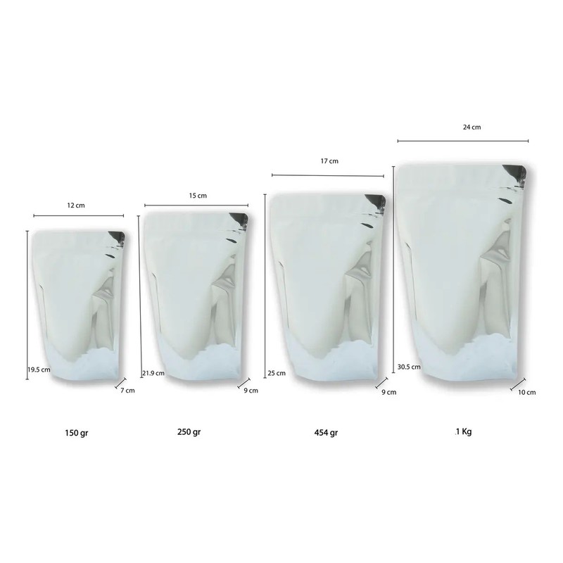 Bolsa Sup 454g - Metalizada Plata - Piezas Negro