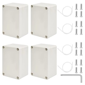 DAIRYCOF Junction Box Waterproof 4 Pieces Plastic Housing 100 x 68 x 50 mm Junction Box White IP65 Waterproof Junction Boxes Weatherproof (White, 100 x 68 x 50 mm)