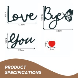 Love You Bye Above Door Sign, Handcrafted Plywood Script Sign with Bye and Butterfly, Black Wall Art for Hallway Home Entryway Doorway(Black)