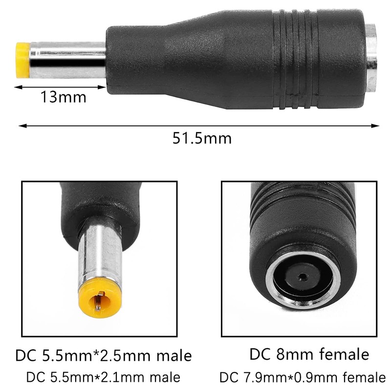KarlKers Solar Panel Adapter, DC7909 Female to DC5525 Male Connector,