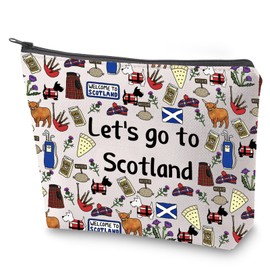 ZJXHPO Scotland Trip Travel Case Let’s Go To Scotland Makeup Bag With Zipper Scotland Travel Gift Scotland Journey Souvenir (To Scotland)