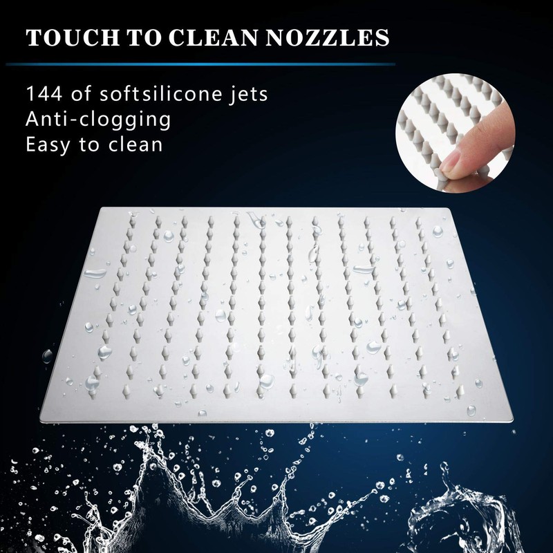 Voolan Rain Shower Head with Goose Neck Curve Arm, All