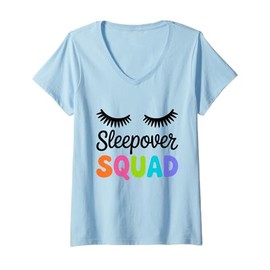 Womens Sleepover Squad Sleepover Pajama Girl Slumber Party Matching V-Neck T-Shirt