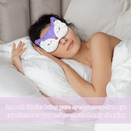 Ynaice Cute Eye Mask for Sleeping, Cartoon Fox Animal Soft Fluffy Plush Sleep Mask Travel Breathable Eyeshade Funny Novelty Eye Shade Cover(Fox,Purple)