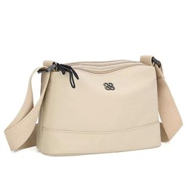 Jiusely Crossbody Bag for Women Beige Small Crossbody Bag Handbags for Women Nylon Waterproof and Lightweight Shoulder Bag Adjustable Shoulder Strap Casual Bag for Shopping