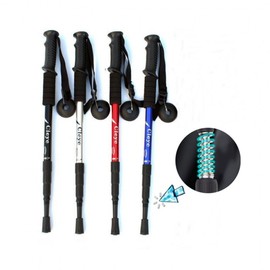Cly Duralumin hiking stick 4-stage folding straight type stick silver