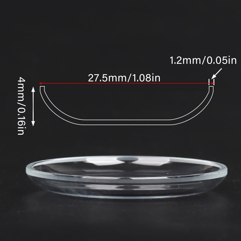 Watch Lens Waterproof Transparent 26.0-29.5mm Round Watch Crystal Lens Watch