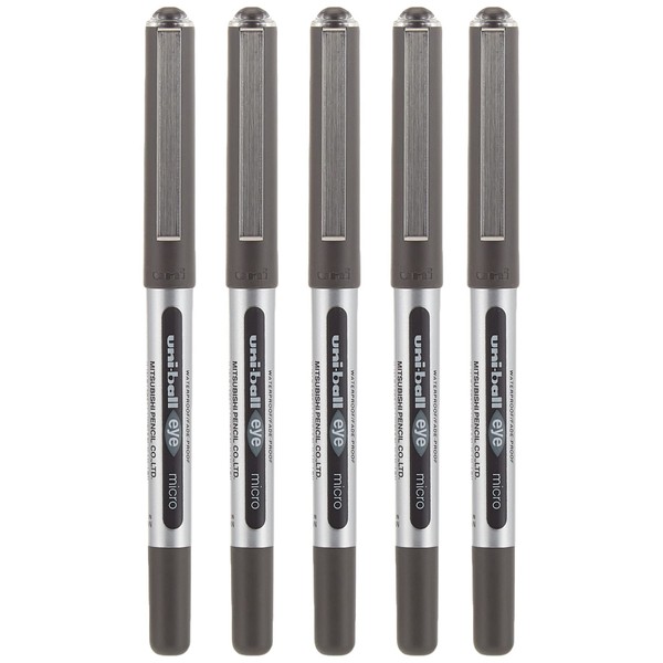 uni-ball Eye Micro UB-150 Rollerball Pens - Black, Pack of 5