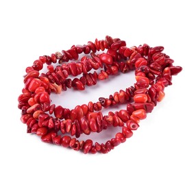 Asingeloo 5-8mm 34 inches Natural Crystal Red Coral Stone Beads for Jewelry Making Tumbled Drilled Irregular Gravel Gemstones Chips Stone Beads by Strand